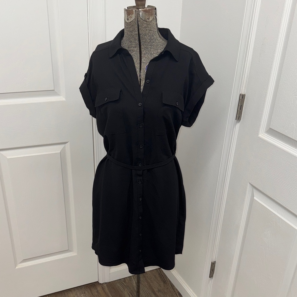 Women’s Express size Medium Black Button Front Dress - Picture 3 of 10
